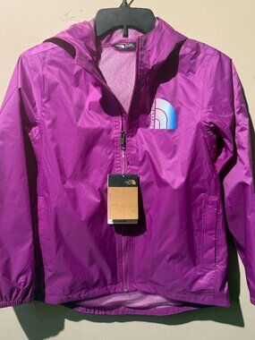 THE NORTH FACE Girls' Large Zipline Waterproof Hooded Rain Jacket Purple NWT